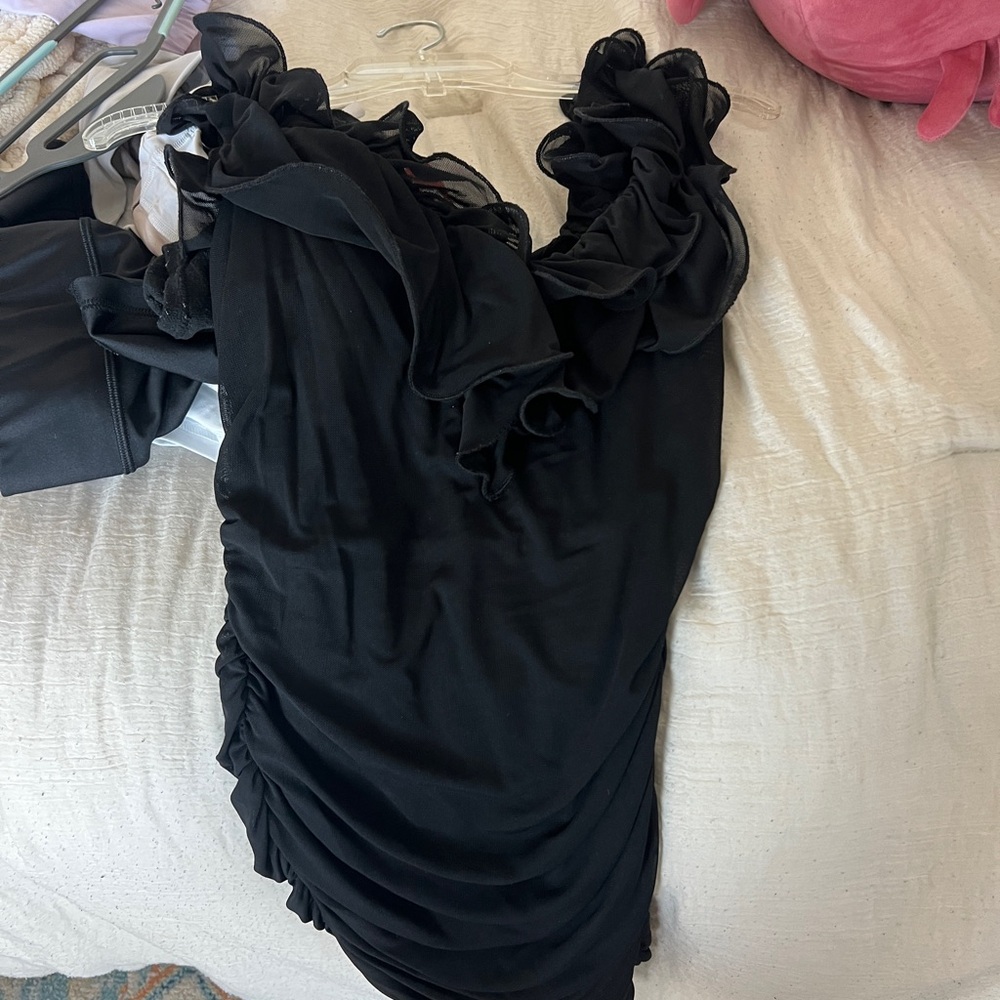 Elegant Black Ruffled Dress